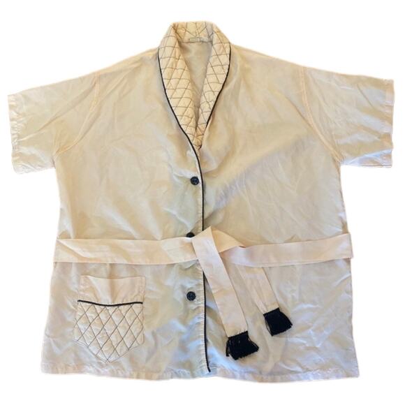 1950s Paultex New York Short Sleeve Quilted Smoking Jacket Size 36 small - Picture 2 of 13